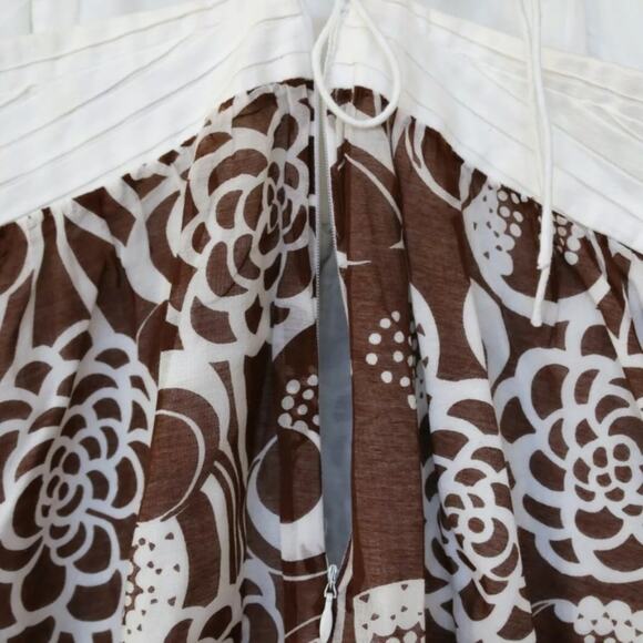 TIBI New York 2 CUTE! Brown Floral Sundress Beaded String Straps - Picture 6 of 11